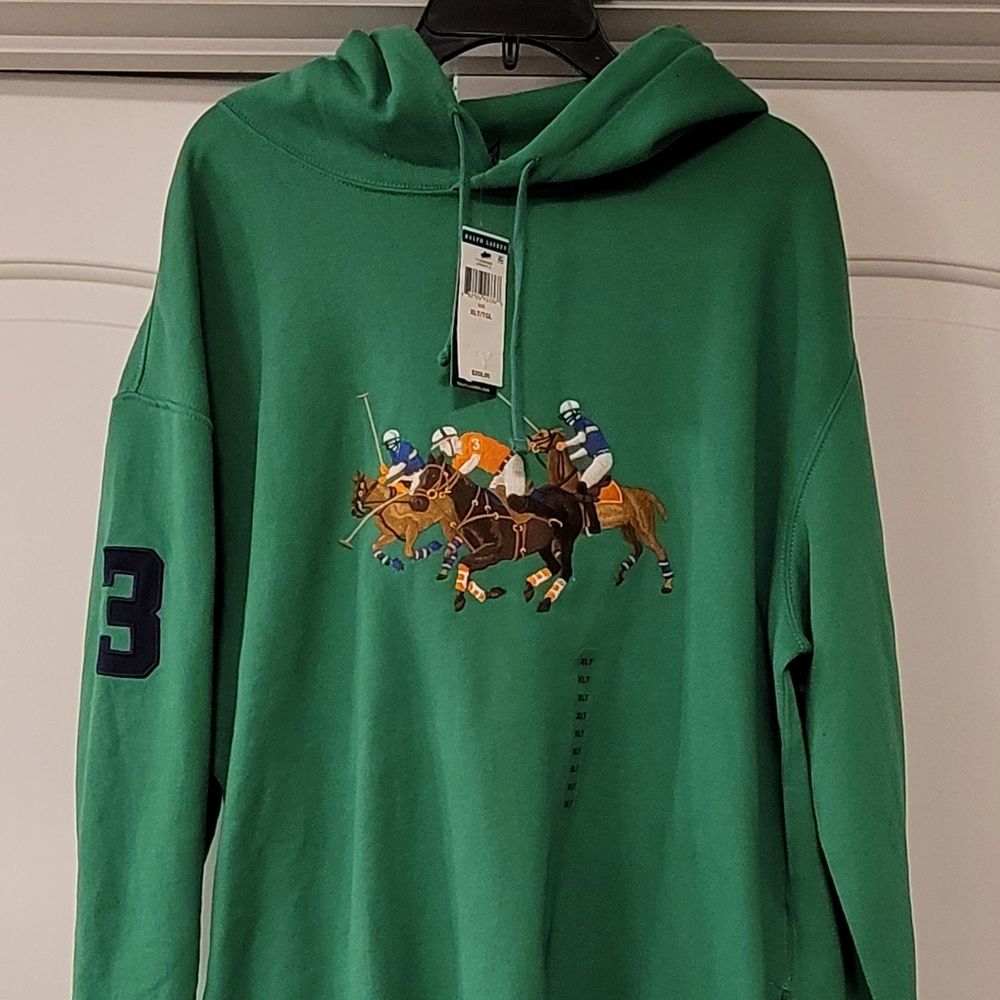 NEW w tags men's Polo Ralph Lauren Big Pony match player hoodie XLT sweatshirt